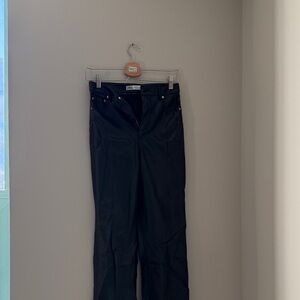 Zara Women's Black Leather Straight Leg Pants